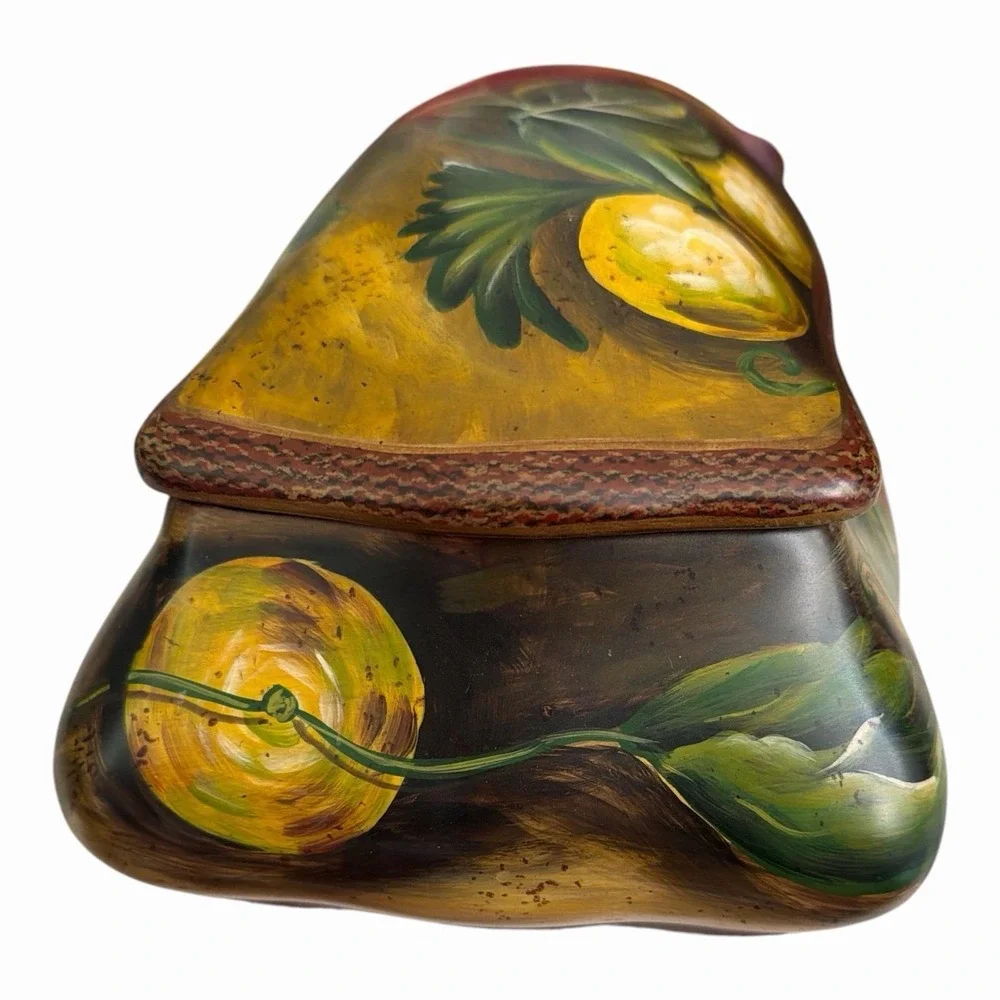 Vintage Toyo Ceramic Box Raymond Waites Harvest Hand Painted Vegetable Gourd